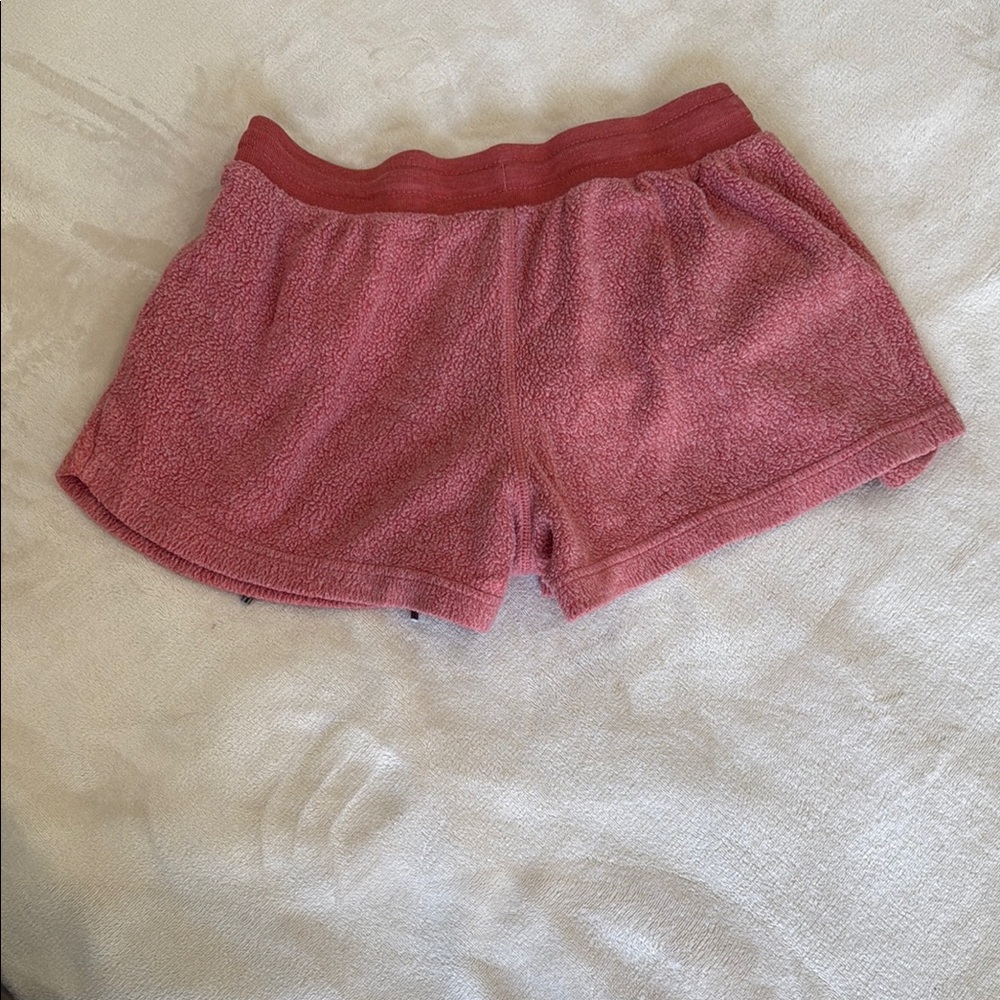 Cozy Red Fleece Shorts with Drawstring - Picture 2 of 2